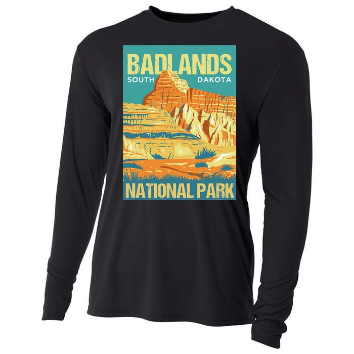 Badlands National Park South Dakota Poster Design Cooling Performance Long Sleeve Crew