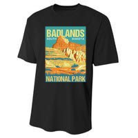 Badlands National Park South Dakota Poster Design Performance Sprint T-Shirt