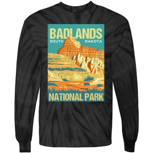 Badlands National Park South Dakota Poster Design Tie-Dye Long Sleeve Shirt