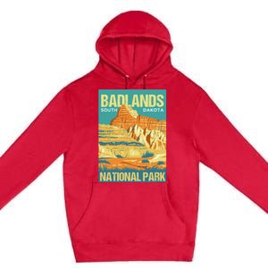 Badlands National Park South Dakota Poster Design Premium Pullover Hoodie