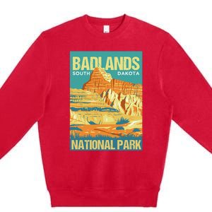 Badlands National Park South Dakota Poster Design Premium Crewneck Sweatshirt