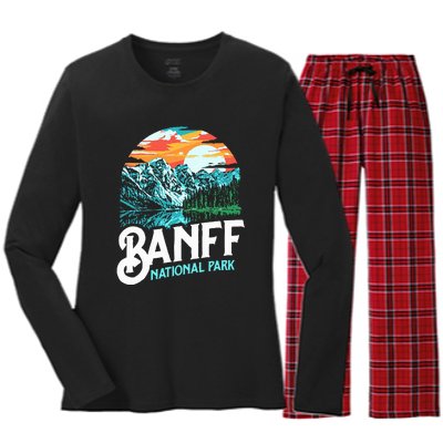 Banff National Park Lake Louise Canada Vintage Graphic Women's Long Sleeve Flannel Pajama Set 