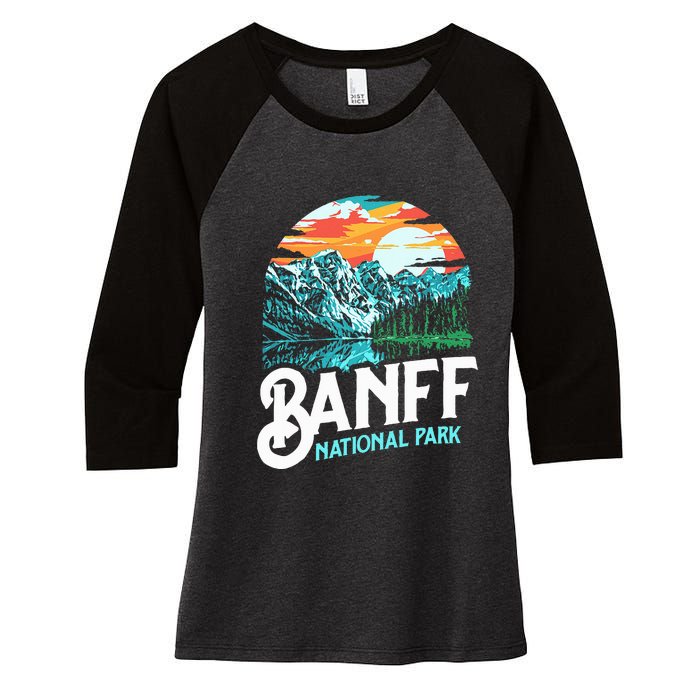 Banff National Park Lake Louise Canada Vintage Graphic Women's Tri-Blend 3/4-Sleeve Raglan Shirt