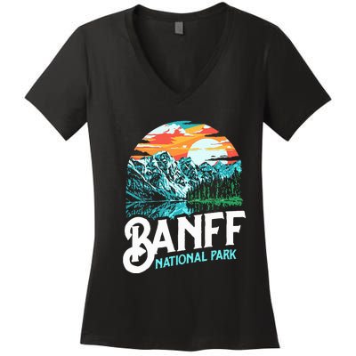 Banff National Park Lake Louise Canada Vintage Graphic Women's V-Neck T-Shirt