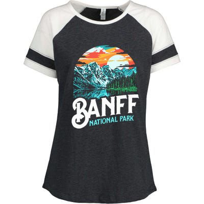 Banff National Park Lake Louise Canada Vintage Graphic Enza Ladies Jersey Colorblock Tee