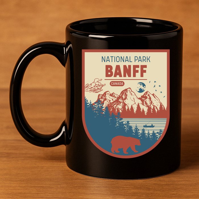Banff National Park CanadaS Badge 11oz C Handle Ceramic Mug