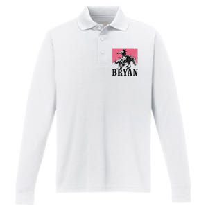 Bryan Name Personalized I Love Bryan Performance Long Sleeve Polo