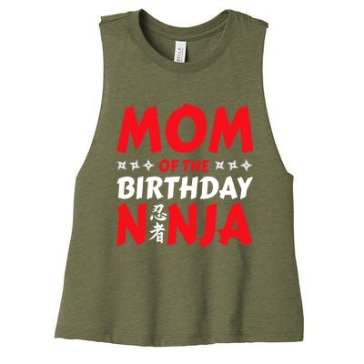 Birthday Ninja Party - Mom of the Birthday Ninja Women's Racerback Cropped Tank