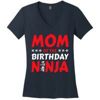 Birthday Ninja Party - Mom of the Birthday Ninja Women's V-Neck T-Shirt