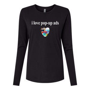 Bricks N’ Papers I Love Popup Ads Womens Cotton Relaxed Long Sleeve T-Shirt