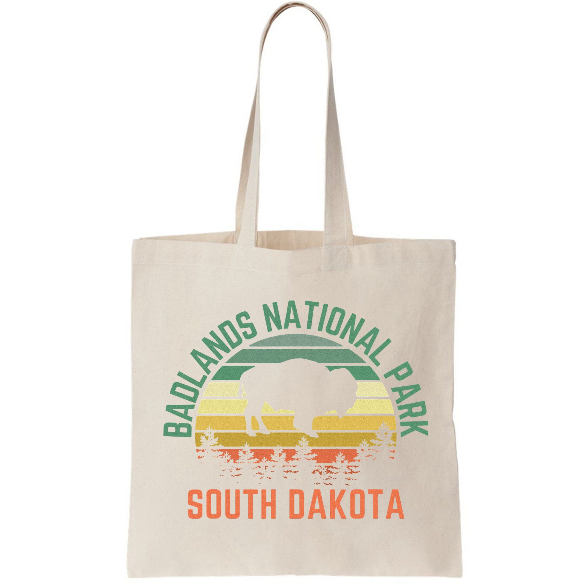 Badlands National Park South Dakota Buffalo Retro Sunset Bag