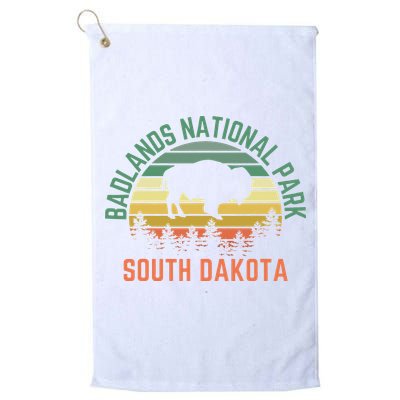 Badlands National Park South Dakota Buffalo Retro Sunset Golf Towel