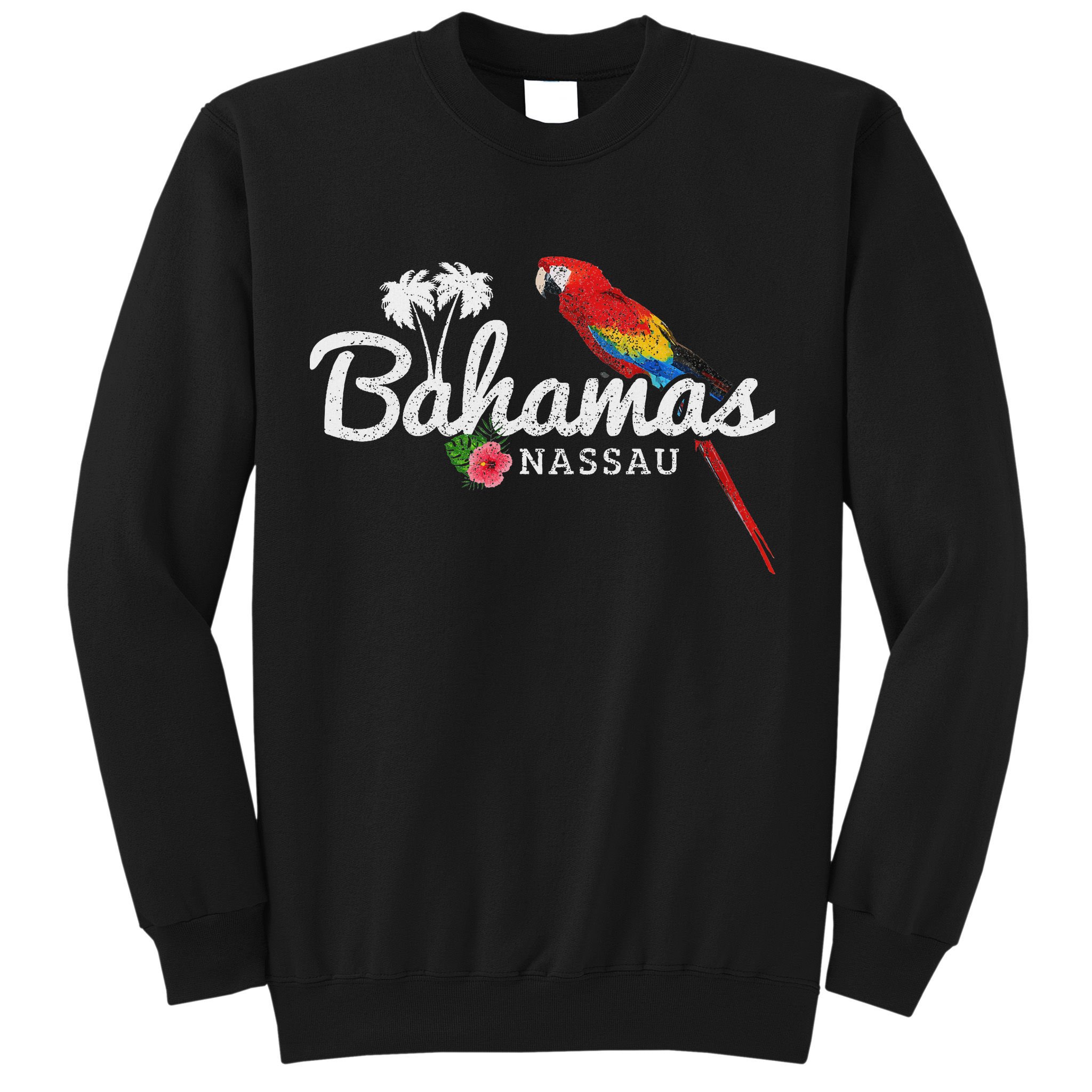 Bahamas Nassau Parrot Tropical Plants Vintage Bahamas Sweatshirt