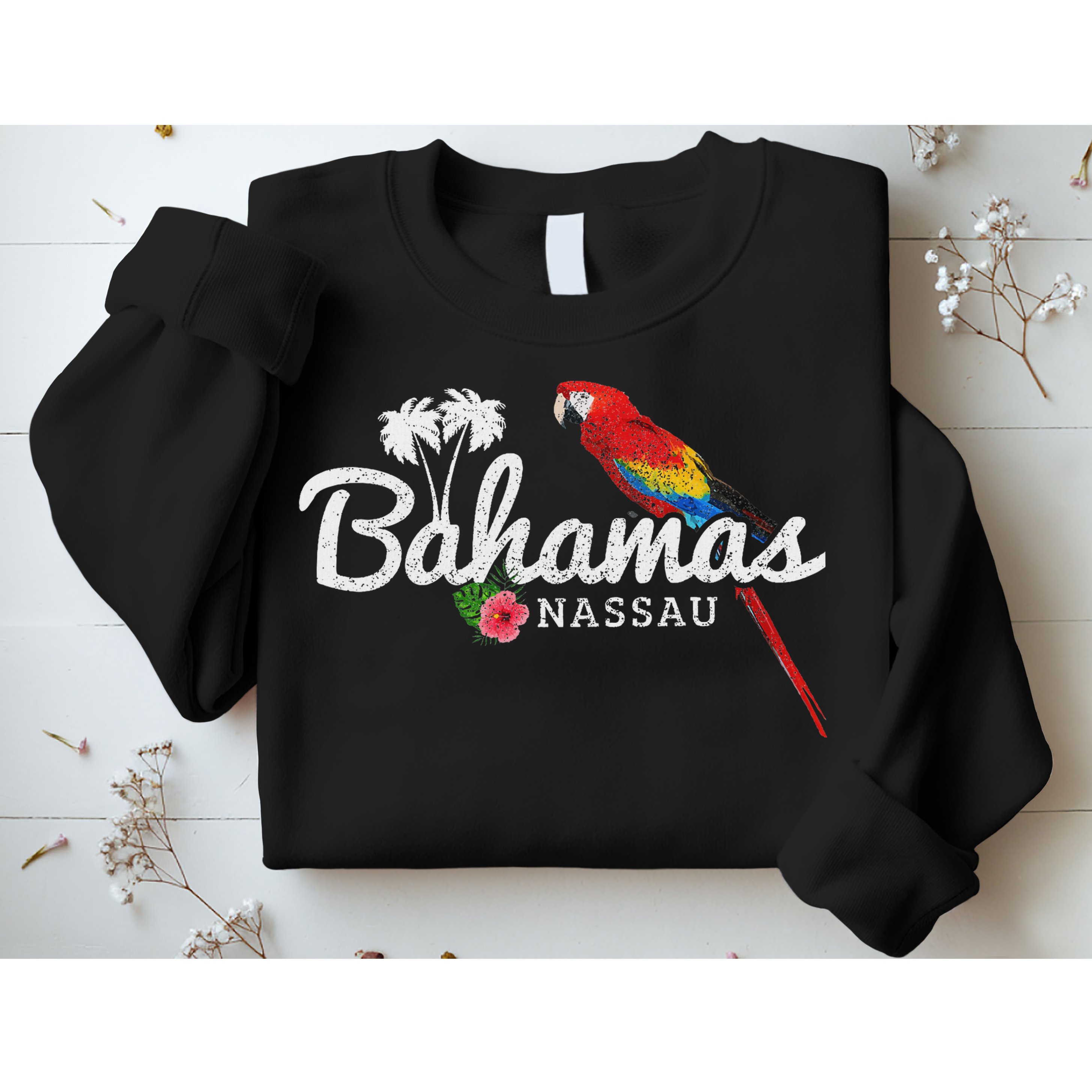 Bahamas Nassau Parrot Tropical Plants Vintage Bahamas Sweatshirt