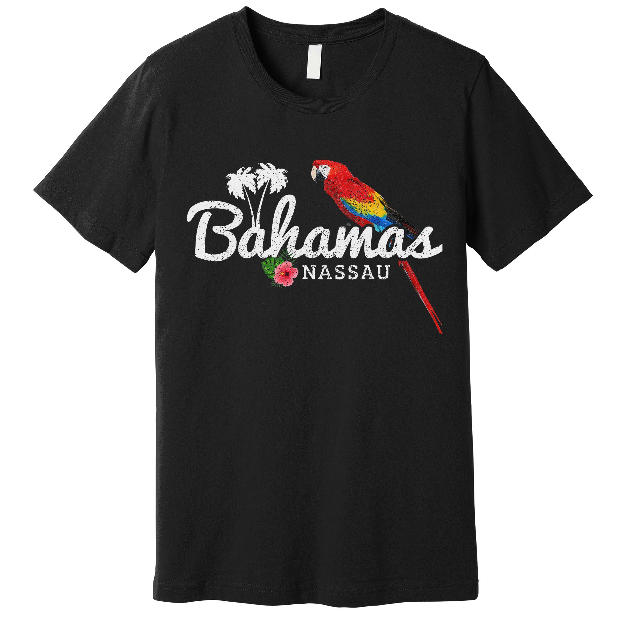 Bahamas Nassau Parrot Tropical Plants Vintage Bahamas Premium T-Shirt