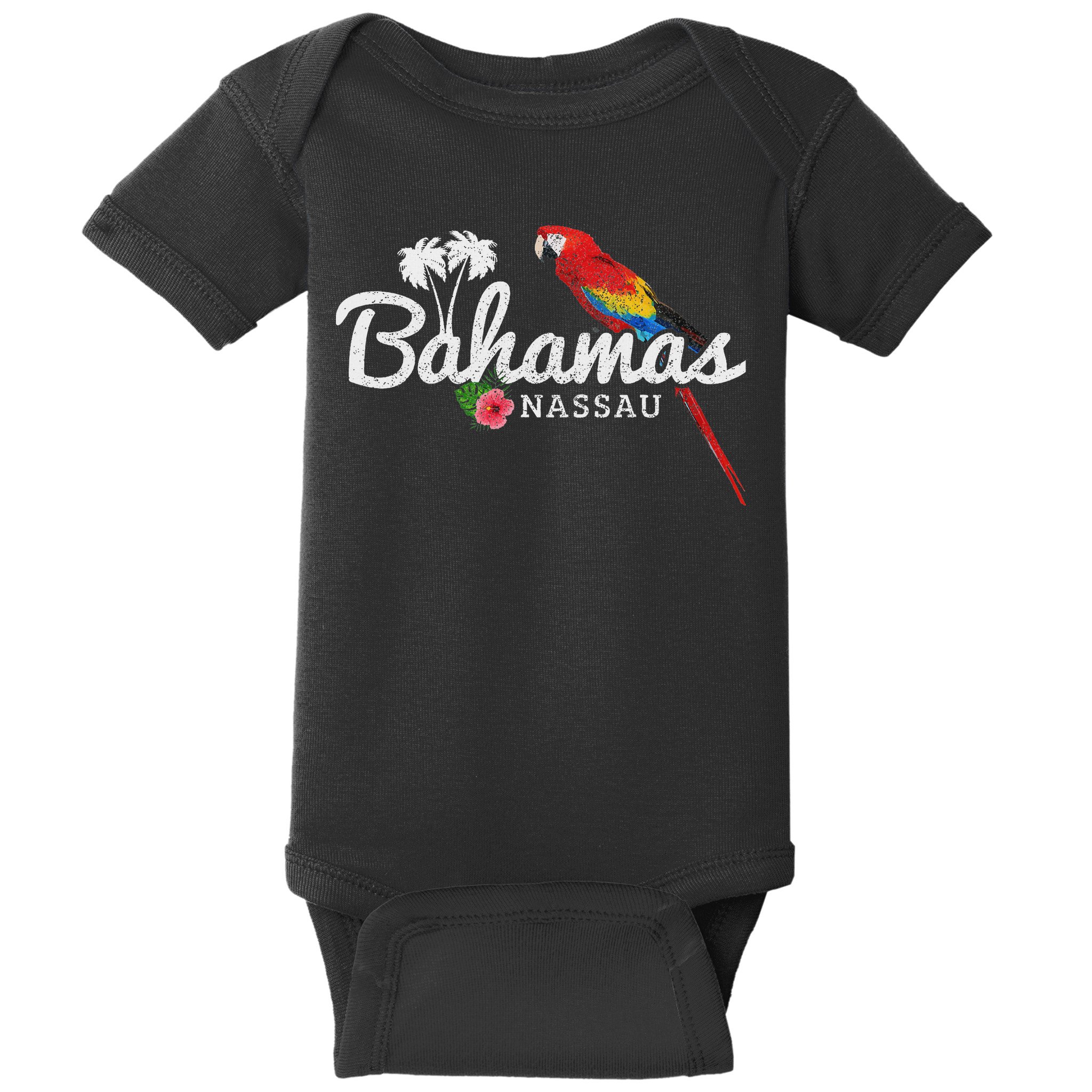 Bahamas Nassau Parrot Tropical Plants Vintage Bahamas Baby Bodysuit