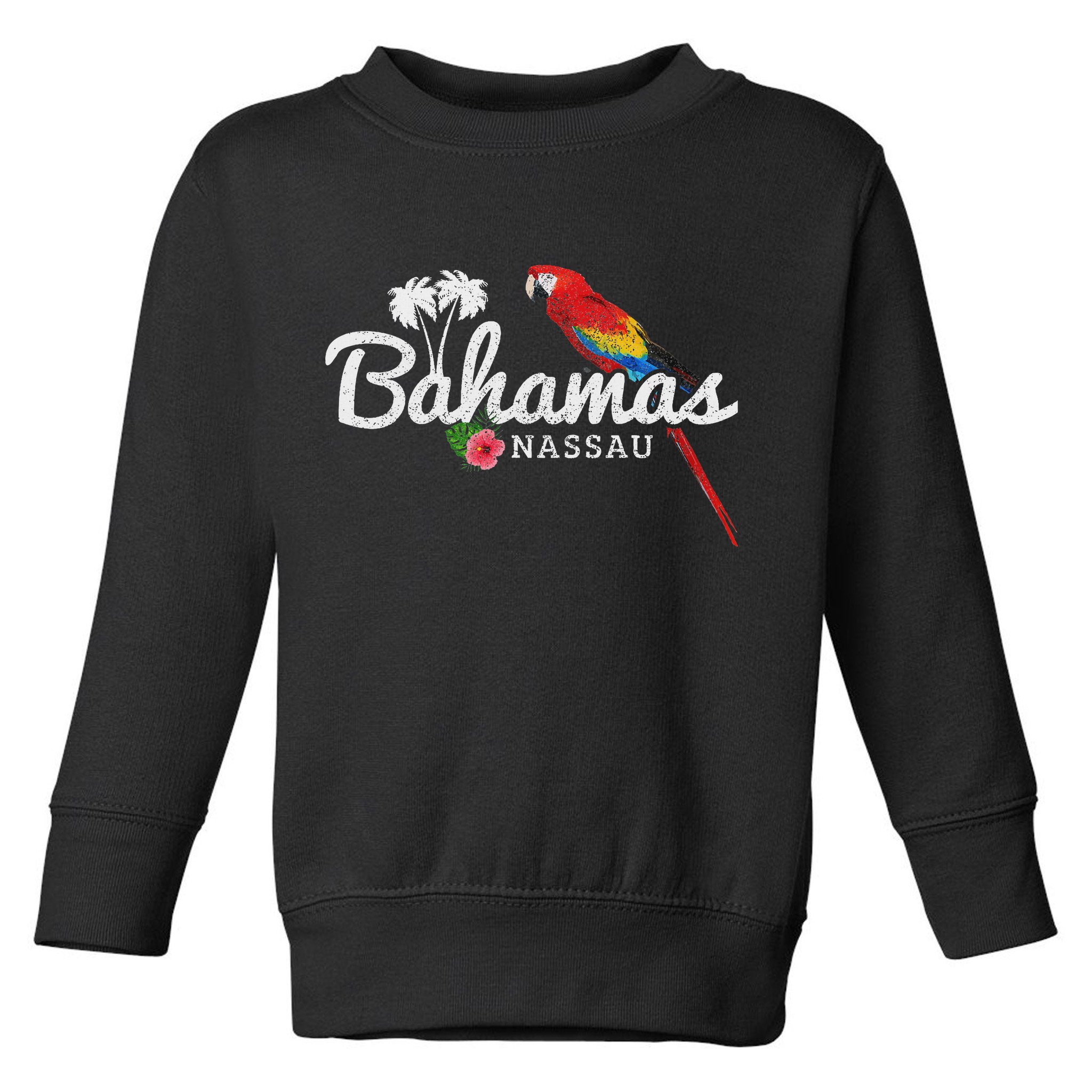 Bahamas Nassau Parrot Tropical Plants Vintage Bahamas Toddler Sweatshirt