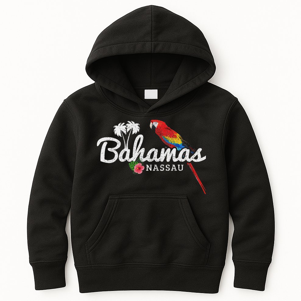 Bahamas Nassau Parrot Tropical Plants Vintage Bahamas Kids Hoodie