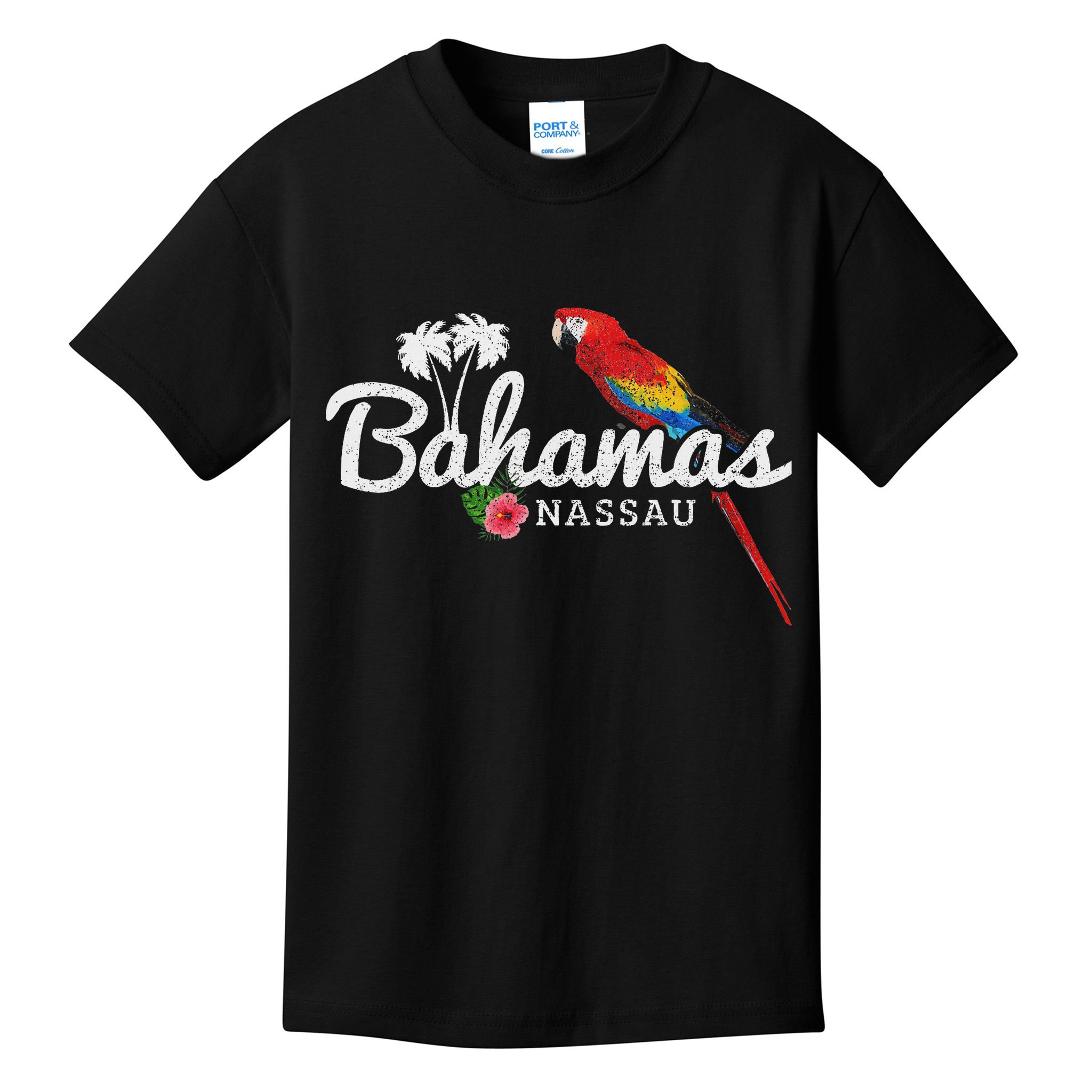 Bahamas Nassau Parrot Tropical Plants Vintage Bahamas Kids T-Shirt
