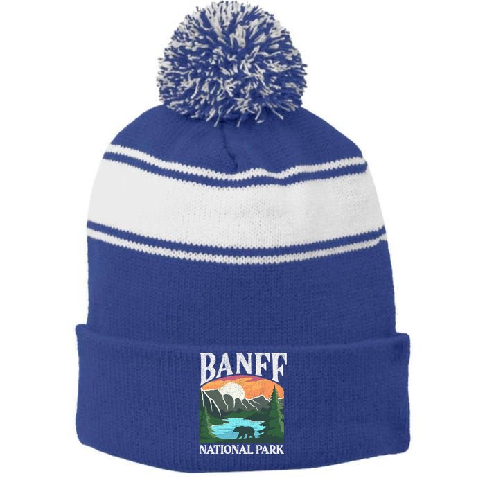 Banff National Park Lake Louise Rocky Mountains Canada Gift Stripe Pom Pom Beanie