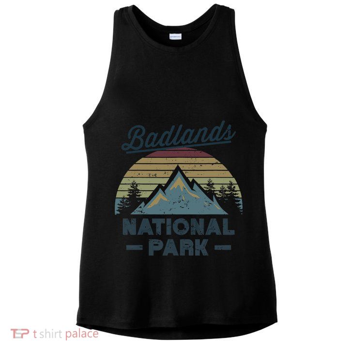 BADLANDS NATIONAL PARK SD Vintage Sunset Love Hiking Camping Ladies PosiCharge Tri-Blend Wicking Tank