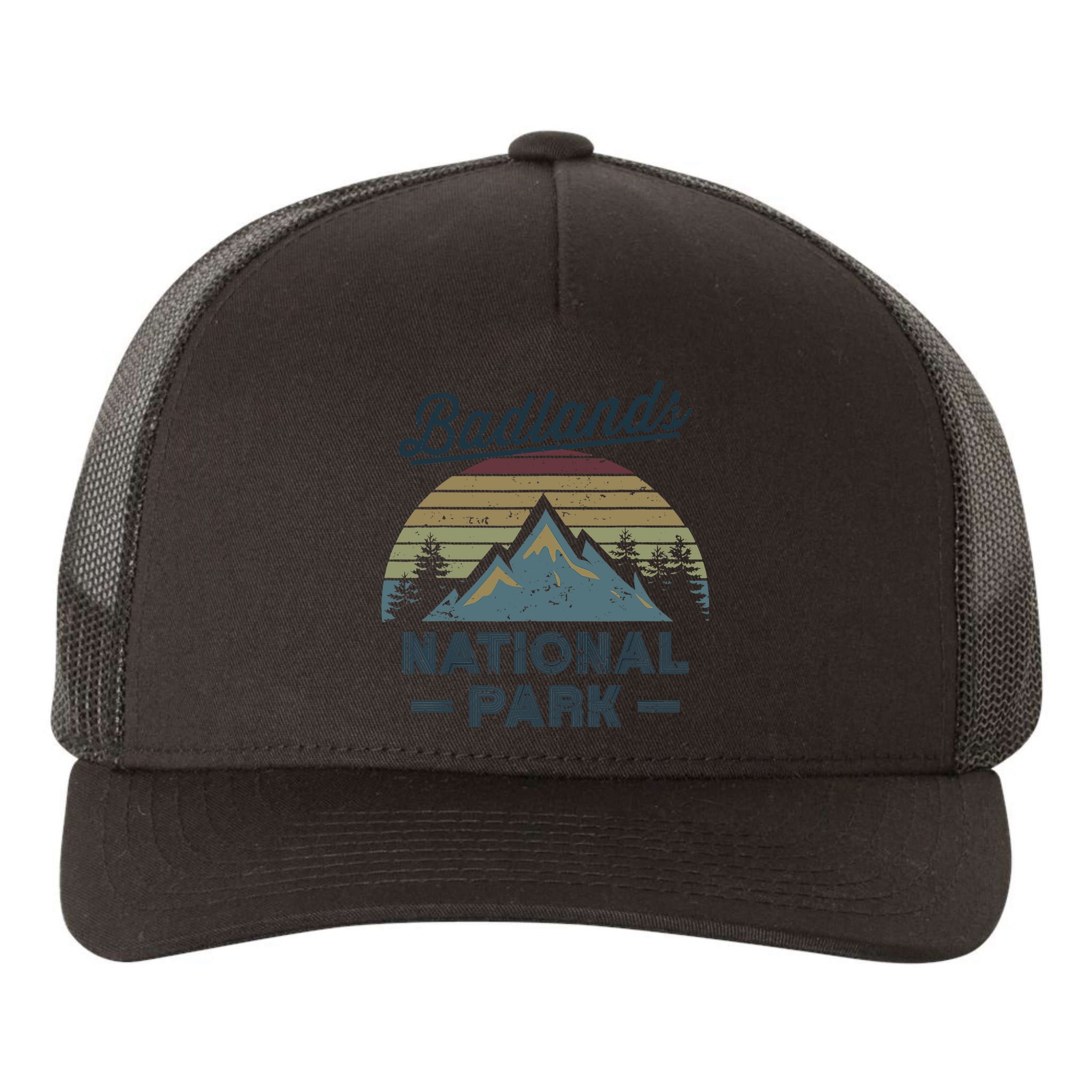 BADLANDS NATIONAL PARK SD Vintage Sunset Love Hiking Camping Yupoong Adult 5-Panel Trucker Hat