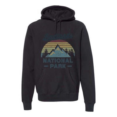 BADLANDS NATIONAL PARK SD Vintage Sunset Love Hiking Camping Premium Hoodie