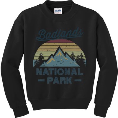 BADLANDS NATIONAL PARK SD Vintage Sunset Love Hiking Camping Kids Sweatshirt