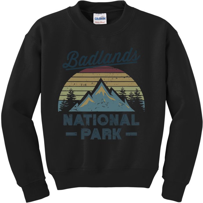 BADLANDS NATIONAL PARK SD Vintage Sunset Love Hiking Camping Kids Sweatshirt