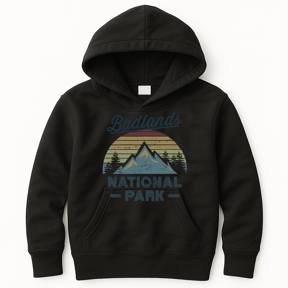 BADLANDS NATIONAL PARK SD Vintage Sunset Love Hiking Camping Kids Hoodie
