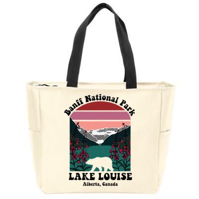 Banff National Park Lake Louise Retro Floral Mountain Zip Tote Bag