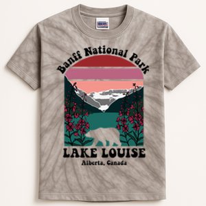 Banff National Park Lake Louise Retro Floral Mountain Kids Tie-Dye T-Shirt