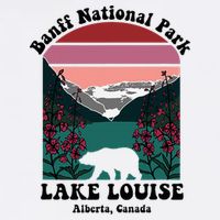 Banff National Park Lake Louise Retro Floral Mountain Tall T-Shirt