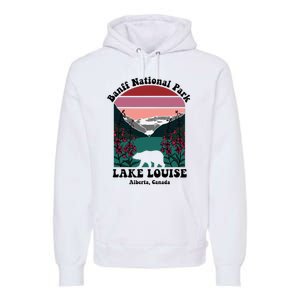 Banff National Park Lake Louise Retro Floral Mountain Premium Hoodie