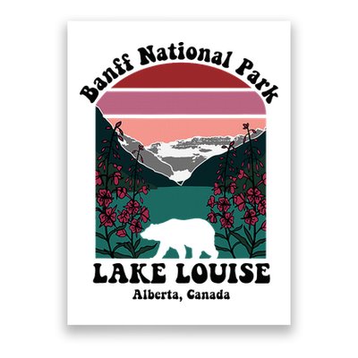 Banff National Park Lake Louise Retro Floral Mountain Poster
