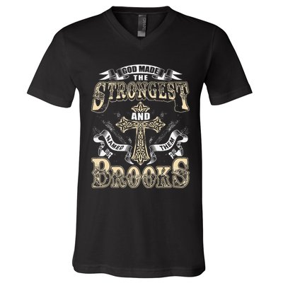 Brooks Name Personalized Brooks Last Name V-Neck T-Shirt