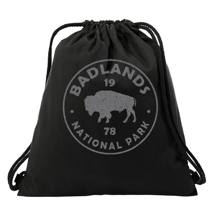 Badlands National Park Bison Vintage Hiking Souvenir Drawstring Bag