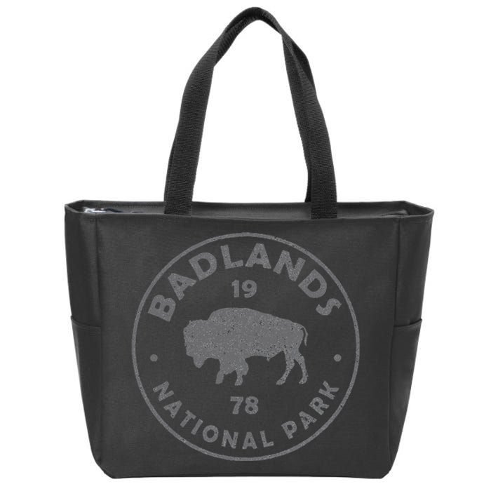 Badlands National Park Bison Vintage Hiking Souvenir Zip Tote Bag