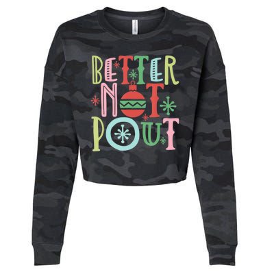 Better Not Pout Christmas Pun Distressed Cropped Pullover Crew