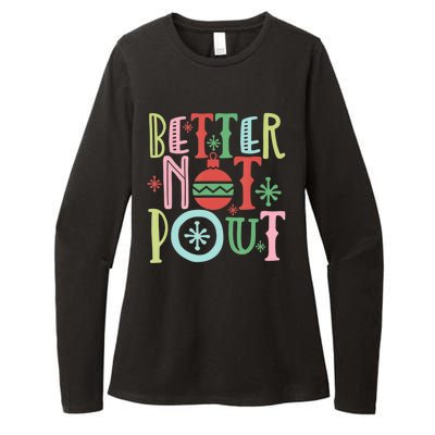 Better Not Pout Christmas Pun Distressed Womens CVC Long Sleeve Shirt