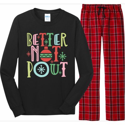 Better Not Pout Christmas Pun Distressed Long Sleeve Pajama Set