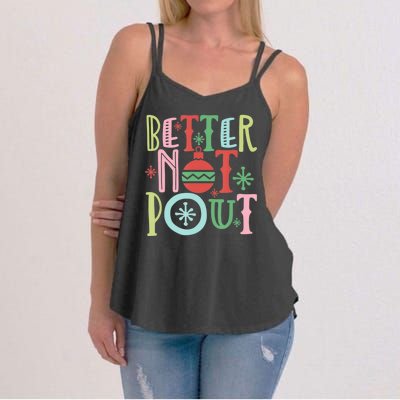 Better Not Pout Christmas Pun Distressed Women's Strappy Tank