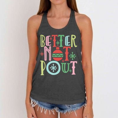 Better Not Pout Christmas Pun Distressed Women's Knotted Racerback Tank