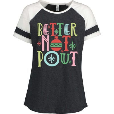 Better Not Pout Christmas Pun Distressed Enza Ladies Jersey Colorblock Tee