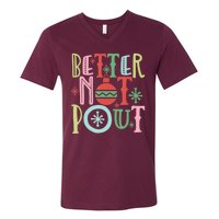 Better Not Pout Christmas Pun Distressed V-Neck T-Shirt