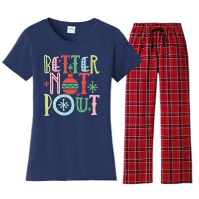 Better Not Pout Christmas Pun Distressed Women's Flannel Pajama Set