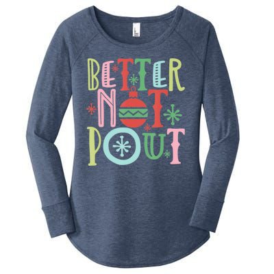 Better Not Pout Christmas Pun Distressed Women's Perfect Tri Tunic Long Sleeve Shirt