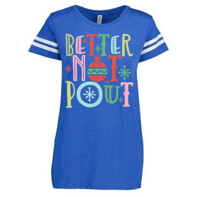 Better Not Pout Christmas Pun Distressed Enza Ladies Jersey Football T-Shirt