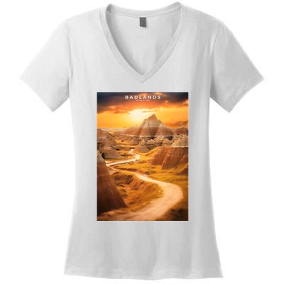 Badlands National Park Photographic Women's V-Neck T-Shirt