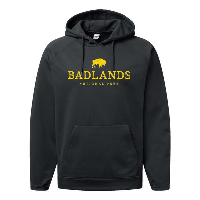 Badlands National Park Bison South Dakota Buffalo Souvenir Performance Fleece Hoodie